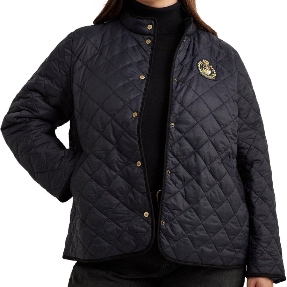 New Lauren Ralph Lauren Quilted Jacket XL Womens Black Sherpa liner